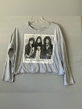 Queen “Bohemian Rhapsody” Grunge Graphic LongSleeve Women Crop Top L Streetwear